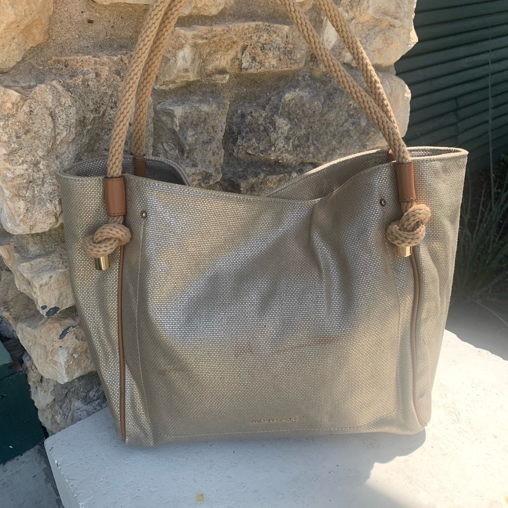 Michael kors gold canvas tote